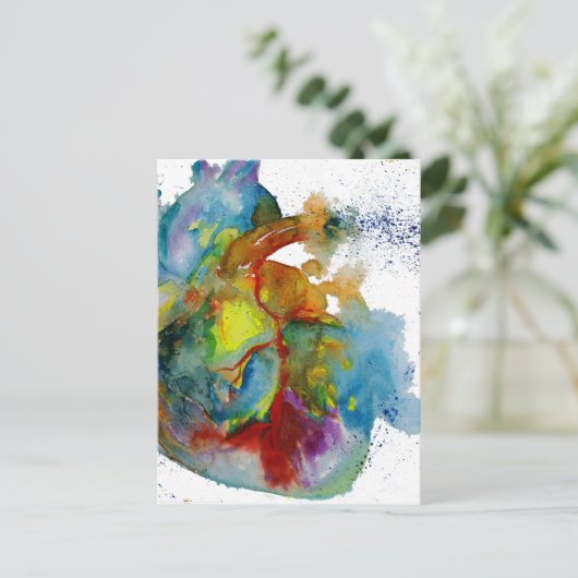 Modernes Wasserfarben Anatomisches Herz Postkarte (Stehend Vorderseite)