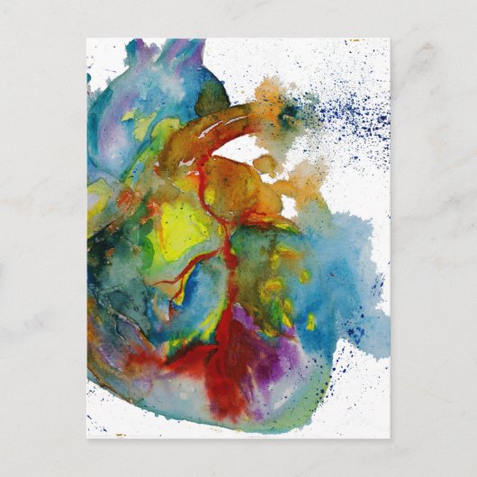 Modernes Wasserfarben Anatomisches Herz Postkarte (Vorderseite)