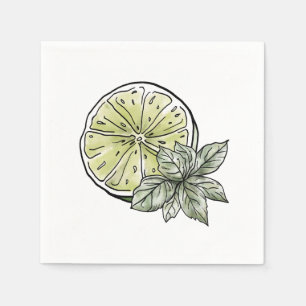 Modernes Wasserfarben Limon Citrus Summer Garden P Serviette