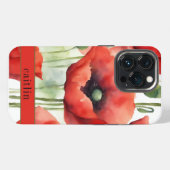 Modernes Wasserfarben-Mohn-Monogramm iPhone Hülle (Rückseite (Horizontal))