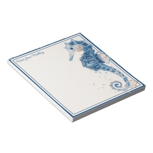 Modernes Wasserfarben Seepferd Nautic Notizblock (angewinkelt)