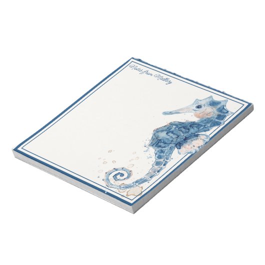 Modernes Wasserfarben Seepferd Nautic Notizblock (Rotiert)