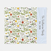 Modernes Wasserfarben-Wildblumenmuster personalisi Fleecedecke (Vorderseite (Horizontal))