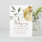 Modernes Wasserfarbenkürbis Erntedank Dinner Einladung (Stehend Vorderseite)