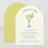 Modernes Wasserfarbenpear Martini-Brautparty Einladung (Vorne/Hinten)