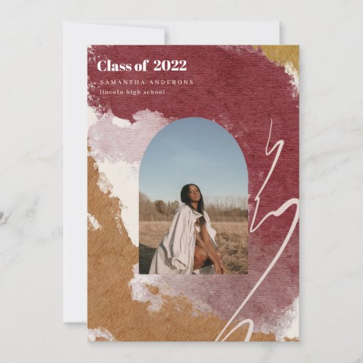 Modernes Watercolor Abstrakt Graduate Foto Einladung (Vorderseite)