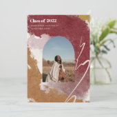 Modernes Watercolor Abstrakt Graduate Foto Einladung (Stehend Vorderseite)