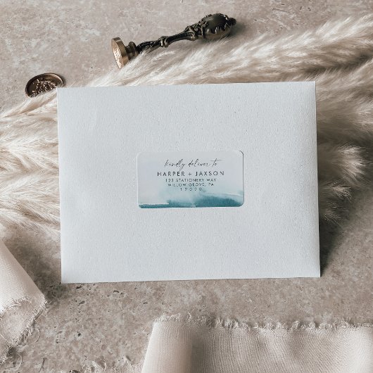 Modernes Watercolor Aquamarine Hochzeitungs-RSVP-A Adressaufkleber