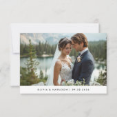 Modernes Watercolor Bergwelt Hochzeitssemble Foto Dankeskarte (Vorderseite)