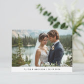 Modernes Watercolor Bergwelt Hochzeitssemble Foto Dankeskarte (Stehend Vorderseite)