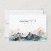 Modernes Watercolor Bergwelt Hochzeitssemble Foto Dankeskarte (Rückseite)