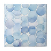 Modernes Watercolor Blau- und Weißkreismuster Fliese (Vorderseite)