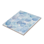 Modernes Watercolor Blau- und Weißkreismuster Fliese (Seite)