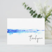 Modernes Watercolor Blue Brautparty Dankeskarte (Stehend Vorderseite)