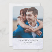 Modernes Watercolor Blue Gold Mountain Wedding Fot Einladung (Rückseite)