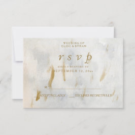 Modernes Watercolor Gold Weißer Marmor Hochzeit RS RSVP Karte
