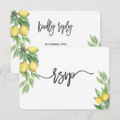 Modernes Watercolor Lemon Tropical Wedding RSVP Karte (Vorne/Hinten)