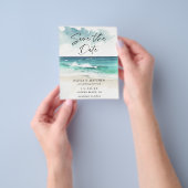 Modernes Watercolor Ocean Beach Foto Save the Date Flyer (Gruppe)