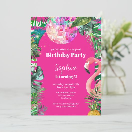 Modernes Watercolor Pool Party Einladung (Stehend Vorderseite)