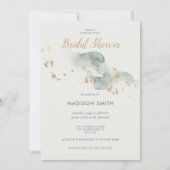 Modernes Watercolor Sage Green Gold Brautparty Einladung (Vorderseite)