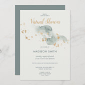 Modernes Watercolor Sage Green Virtual Brautparty Einladung (Vorne/Hinten)