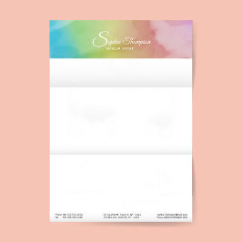 Modernes Watercolor Script Rainbow Pastell Letterh Briefbogen