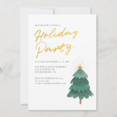 Modernes Watercolor Script Tree Weihnachtsbaum Par Einladung (Vorderseite)