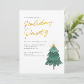 Modernes Watercolor Script Tree Weihnachtsbaum Par Einladung (Stehend Vorderseite)
