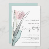 Modernes Watercolor Tulip Wedding Abend Party Einladung (Vorne/Hinten)
