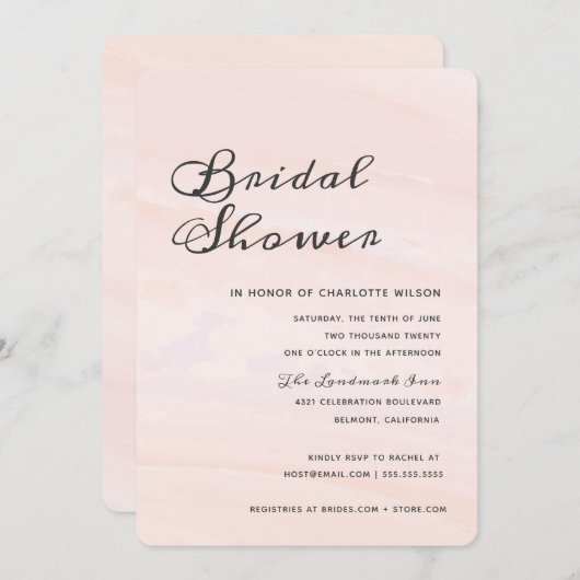 Modernes Watercolor-Wäsche-Brautparty | erröten Einladung (Vorne/Hinten)