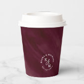 Modernes Watercolor Wedding Burgundy ID816 Pappbecher (Rückseite)