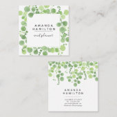 Modernes Watercolor Wildwiese Grün Quadratische Visitenkarte (Vorne/Hinten)