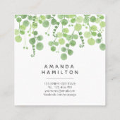 Modernes Watercolor Wildwiese Grün Quadratische Visitenkarte (Rückseite)