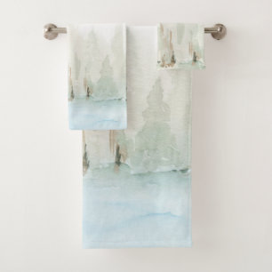 Modernes Watercolor Woodland Scene Badehandtuch Se Badhandtuch Set