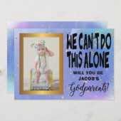 Modernes Watercolorgodparents-Antrag-Foto Einladung (Vorne/Hinten)