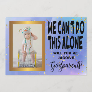 Modernes Watercolorgodparents-Antrag-Foto Einladung