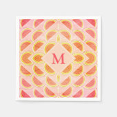 Modernes WATERMELON Pink MONOGRAM Papier Serviette (Vorderseite)