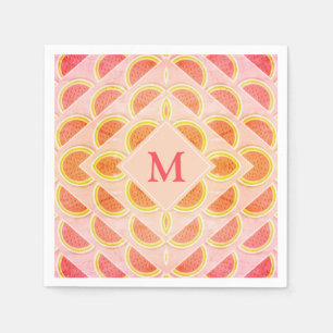 Modernes WATERMELON Pink MONOGRAM Papier Serviette