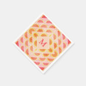 Modernes WATERMELON Pink MONOGRAM Papier Serviette (Ecke)