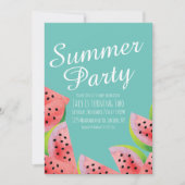Modernes Watermelon Wasserfarben Sommerliches Part Einladung (Vorderseite)