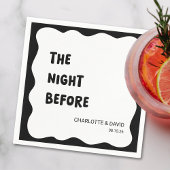 Modernes Wave Border Black & White Probe Dinner Serviette