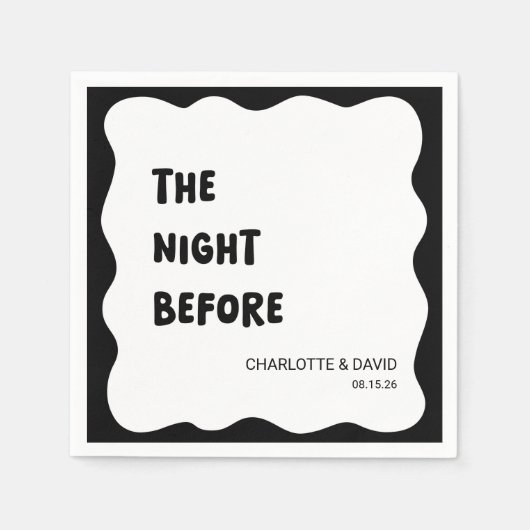 Modernes Wave Border Black & White Probe Dinner Serviette (Vorderseite)