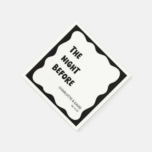 Modernes Wave Border Black & White Probe Dinner Serviette (Ecke)