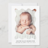 Modernes Wavy Frame 2 Foto Geburtsjahr Ankündigung (Vorderseite)