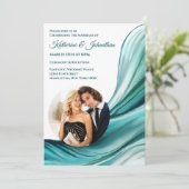 Modernes Wedding-Emerald Green-Foto- Einladung (Stehend Vorderseite)