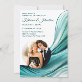 Modernes Wedding-Emerald Green-Foto- Einladung