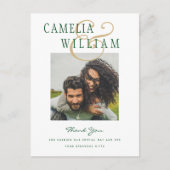 Modernes Wedding Emerald Green Gold DANK IHNEN FOT Postkarte (Vorderseite)