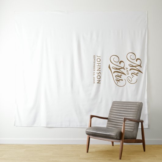 Modernes Wedding Foto Stand Mr. Script Backdrop Wandteppich (Beispiel (Horizontal))
