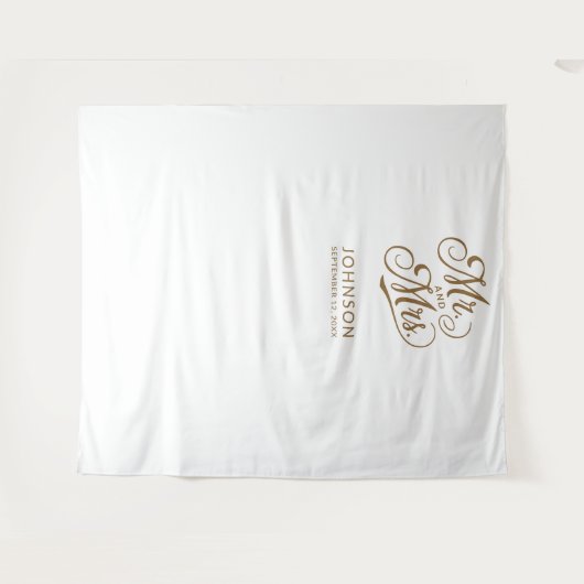 Modernes Wedding Foto Stand Mr. Script Backdrop Wandteppich (Vorderseite (Horizontal))