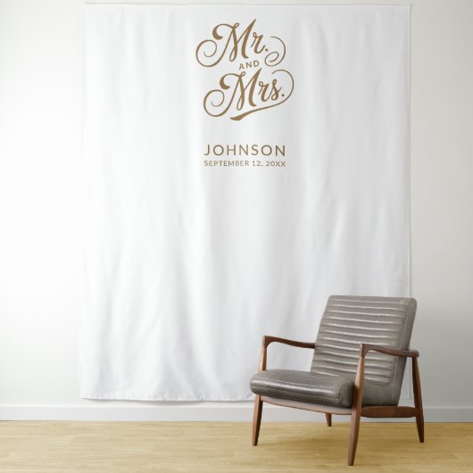 Modernes Wedding Foto Stand Mr. Script Backdrop Wandteppich (Beispiel)